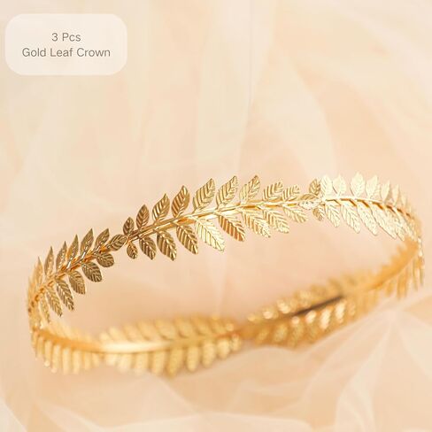 eawin 3 PCS Greek Gold Leaf Crown Laurel Wreath Roman Emperor Crown Trown Toga Greek Armed Men Men Party Caesar Circlet Wedding Headpiece in Kuwait