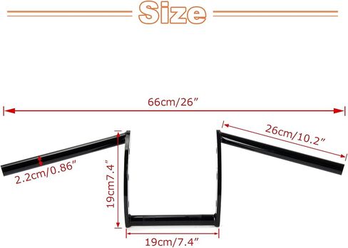 7/8" z bars motorcycle handlebars - PSLER drag bar 22mm handlebar handle for Softail Dyna Sportster Iron 883 Custom Bobber Chopper Cruisers Cafe Racer,Black in Saudi Arabia