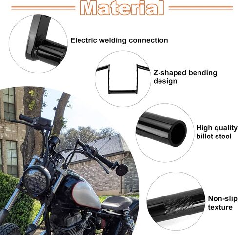 7/8" z bars motorcycle handlebars - PSLER drag bar 22mm handlebar handle for Softail Dyna Sportster Iron 883 Custom Bobber Chopper Cruisers Cafe Racer,Black in Saudi Arabia