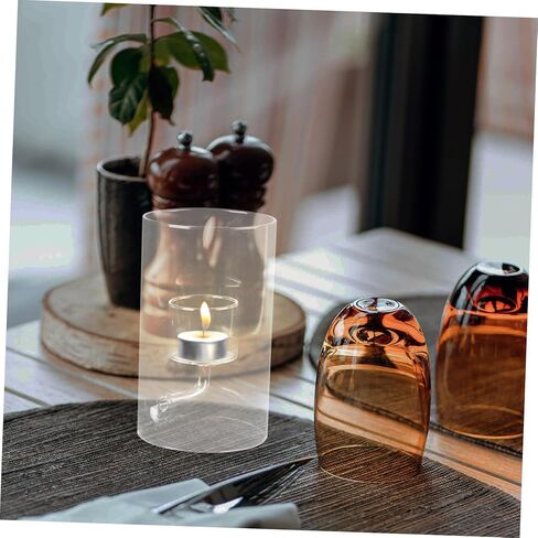 DECHOUS Clear Glass Candle Shade Elegant Transparent Candle Protector for Tealight and Votive Candles Durable Home Decor for Cozy Evenings and Romantic Dinners Unique Artistic Design in Saudi Arabia