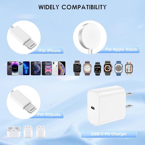 كابل شاحن ساعة Apple الجديد، 1 حزمة USB C شاحن iWatch المغناطيسي سلك شحن سريع، كابل شحن لاسلكي محمول متوافق مع Apple Watch Series 9/8/7/6/SE/SE2/5/4/3/2/1-3FT- أزرق in Kuwait