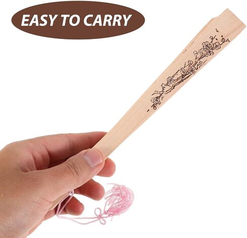 Sandalwood Folding Fan - Vintage Handheld Decorative Fan with Tassel Elegant Multi-Color Design for Summer Decor 15.75 X 9.06 Inch in Saudi Arabia