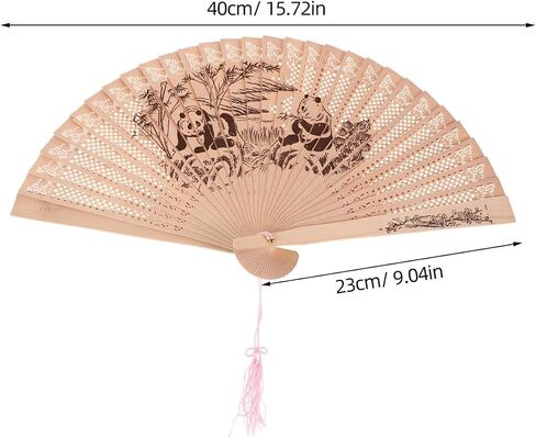 Sandalwood Folding Fan - Vintage Handheld Decorative Fan with Tassel Elegant Multi-Color Design for Summer Decor 15.75 X 9.06 Inch in Saudi Arabia