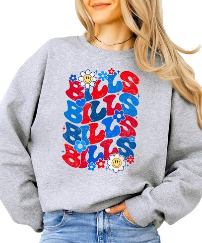 Olive يحب Apple Groovy Floral Bills Sweatshirt للنساء المراهقات والفتيات الأحمر والأزرق الفخر Pullover in Kuwait