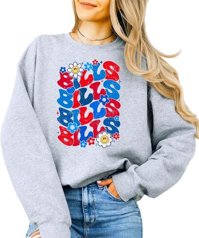 Olive يحب Apple Groovy Floral Bills Sweatshirt للنساء المراهقات والفتيات الأحمر والأزرق الفخر Pullover in Kuwait