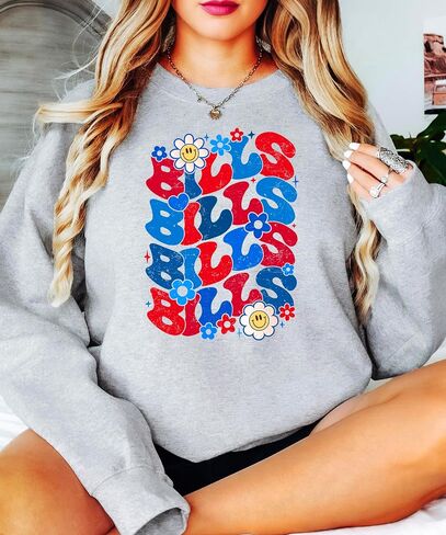 Olive يحب Apple Groovy Floral Bills Sweatshirt للنساء المراهقات والفتيات الأحمر والأزرق الفخر Pullover in Kuwait