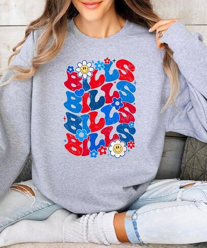 Olive يحب Apple Groovy Floral Bills Sweatshirt للنساء المراهقات والفتيات الأحمر والأزرق الفخر Pullover in Kuwait