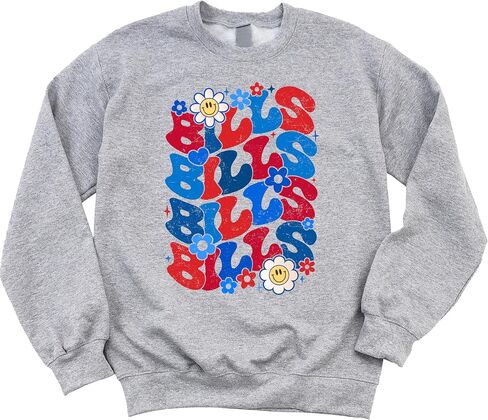 Olive يحب Apple Groovy Floral Bills Sweatshirt للنساء المراهقات والفتيات الأحمر والأزرق الفخر Pullover in Kuwait
