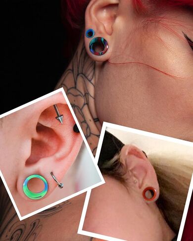 Jewseen 16Pcs Ear Tunnels Silicone Tunnels Gauges Double Flared Flexible Silicone Gauges Ear Plugs for Women Men 2g-5/8'' in Saudi Arabia