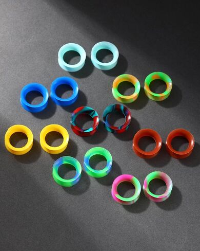 Jewseen 16Pcs Ear Tunnels Silicone Tunnels Gauges Double Flared Flexible Silicone Gauges Ear Plugs for Women Men 2g-5/8'' in Saudi Arabia