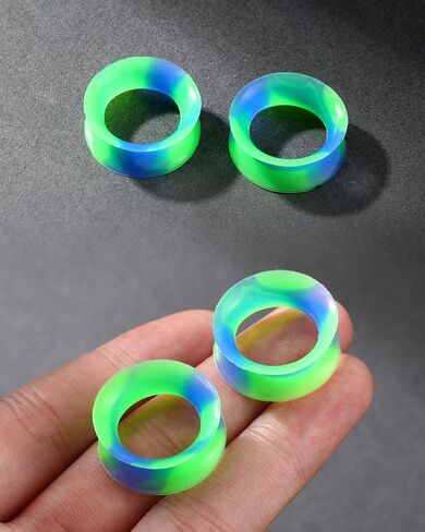 Jewseen 16Pcs Ear Tunnels Silicone Tunnels Gauges Double Flared Flexible Silicone Gauges Ear Plugs for Women Men 2g-5/8'' in Saudi Arabia