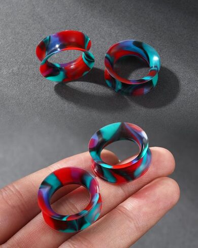 Jewseen 16Pcs Ear Tunnels Silicone Tunnels Gauges Double Flared Flexible Silicone Gauges Ear Plugs for Women Men 2g-5/8'' in Saudi Arabia