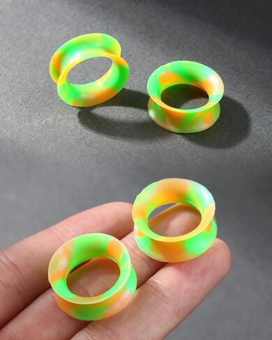 Jewseen 16Pcs Ear Tunnels Silicone Tunnels Gauges Double Flared Flexible Silicone Gauges Ear Plugs for Women Men 2g-5/8'' in Saudi Arabia