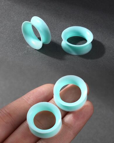 Jewseen 16Pcs Ear Tunnels Silicone Tunnels Gauges Double Flared Flexible Silicone Gauges Ear Plugs for Women Men 2g-5/8'' in Saudi Arabia