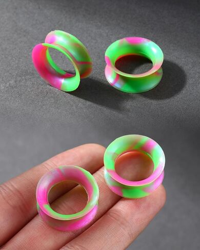 Jewseen 16Pcs Ear Tunnels Silicone Tunnels Gauges Double Flared Flexible Silicone Gauges Ear Plugs for Women Men 2g-5/8'' in Saudi Arabia