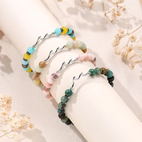 30th 40th 50th 60th 70th Birthday Gifts for Women Beaded Bracelets for Women with Wave, Wave Bracelet for Woman 10th 13h 16th 21st Bithday Gifts for Teen Girl Trendy Stuff Sister Friend Inspirational Get Well Feel Better Gift Jewelry in Kuwait