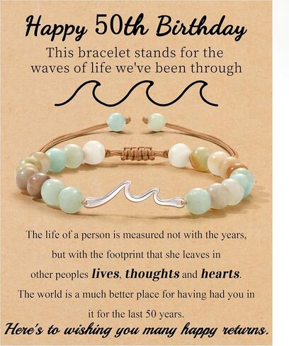 30th 40th 50th 60th 70th Birthday Gifts for Women Beaded Bracelets for Women with Wave, Wave Bracelet for Woman 10th 13h 16th 21st Bithday Gifts for Teen Girl Trendy Stuff Sister Friend Inspirational Get Well Feel Better Gift Jewelry in Kuwait