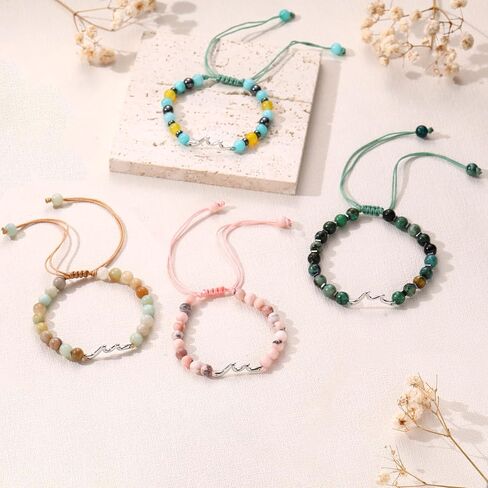 30th 40th 50th 60th 70th Birthday Gifts for Women Beaded Bracelets for Women with Wave, Wave Bracelet for Woman 10th 13h 16th 21st Bithday Gifts for Teen Girl Trendy Stuff Sister Friend Inspirational Get Well Feel Better Gift Jewelry in Kuwait