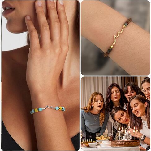 30th 40th 50th 60th 70th Birthday Gifts for Women Beaded Bracelets for Women with Wave, Wave Bracelet for Woman 10th 13h 16th 21st Bithday Gifts for Teen Girl Trendy Stuff Sister Friend Inspirational Get Well Feel Better Gift Jewelry in Kuwait