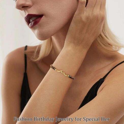 30th 40th 50th 60th 70th Birthday Gifts for Women Beaded Bracelets for Women with Wave, Wave Bracelet for Woman 10th 13h 16th 21st Bithday Gifts for Teen Girl Trendy Stuff Sister Friend Inspirational Get Well Feel Better Gift Jewelry in Kuwait
