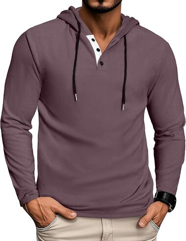 Mens Fashion Athletic Hoodies Long Sleeve Drawstring Casual Sweatshirts Color blocked Collar Lightweight Pullover in Kuwait