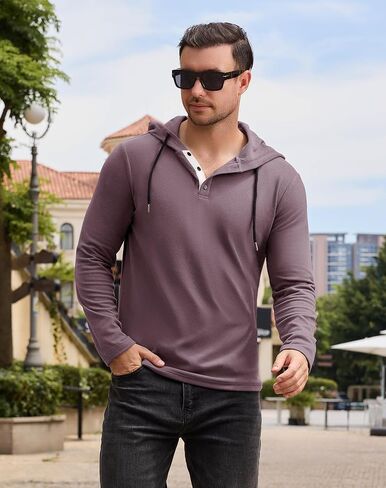 Mens Fashion Athletic Hoodies Long Sleeve Drawstring Casual Sweatshirts Color blocked Collar Lightweight Pullover in Kuwait
