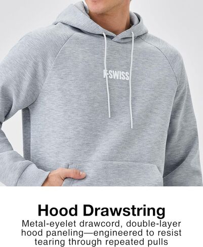 K-Swiss Heritage Men's Hoodies - Pullover Long Sleeve Sweatshirt Casual Club Hooded for Gym Workout in Saudi Arabia