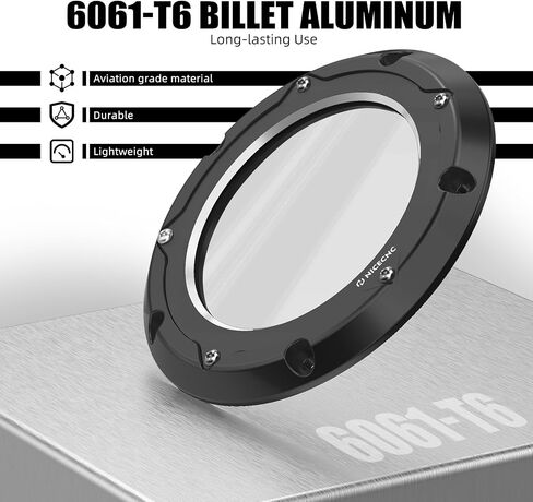 NICECNC Transparent Derby Cover Clutch Cover Primary Side Cover Aluminum CNC Black Compatible with Harley Ultra Limited Low FLHTKL 2017-2024, Replacement for 25700388, See Fitments in Saudi Arabia