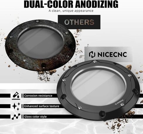 NICECNC Transparent Derby Cover Clutch Cover Primary Side Cover Aluminum CNC Black Compatible with Harley Ultra Limited Low FLHTKL 2017-2024, Replacement for 25700388, See Fitments in Saudi Arabia