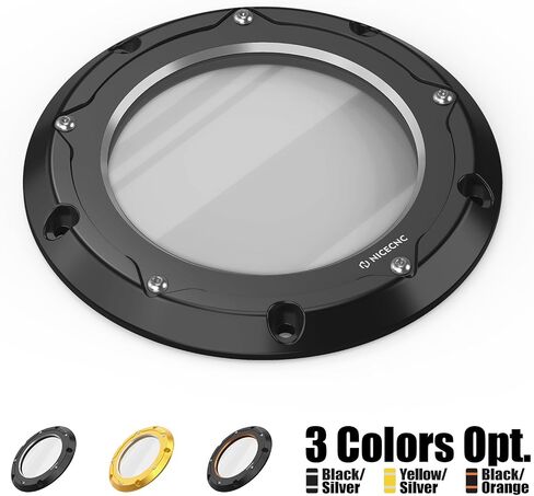 NICECNC Transparent Derby Cover Clutch Cover Primary Side Cover Aluminum CNC Black Compatible with Harley Ultra Limited Low FLHTKL 2017-2024, Replacement for 25700388, See Fitments in Saudi Arabia