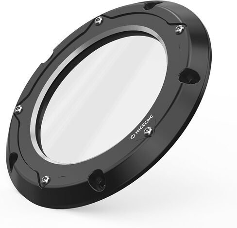 NICECNC Transparent Derby Cover Clutch Cover Primary Side Cover Aluminum CNC Black Compatible with Harley Ultra Limited Low FLHTKL 2017-2024, Replacement for 25700388, See Fitments in Saudi Arabia