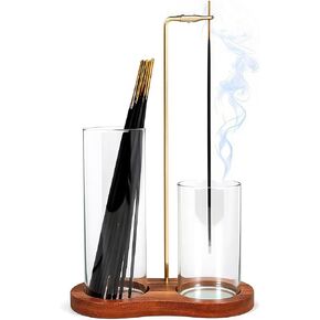 2 in 1 Incense Holder, Glass Incense Holder for Sticks, Anti-Ash Incense Burner with Removable Ash Catcher and Incense Storage for Yoga Meditation Spa Home Decor (Size A) in Saudi Arabia