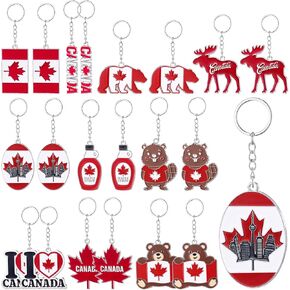 20 Pcs Canada Keychain Rings National Canada Day Keychains Gift Canadian Souvenir Flag Maple Leaf Decorations Keyring Purse Handbag Backpack Bag Decorations for Canadian Gifts Decoration in Kuwait