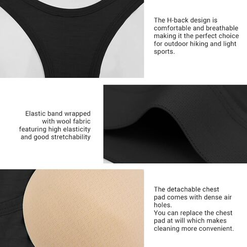 Women's 100% Merino Wool Sports Bra，Wireless Racerback Sports Vest for Hiking, Yoga & Outdoor Activities in Saudi Arabia