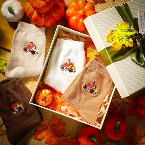 4 Pairs Fall Pumpkin Socks for Women Girls Autumn Soft Novelty Crew Socks Fall Thanksgiving Gifts in Saudi Arabia