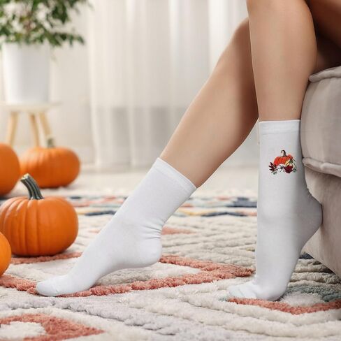 4 Pairs Fall Pumpkin Socks for Women Girls Autumn Soft Novelty Crew Socks Fall Thanksgiving Gifts in Saudi Arabia