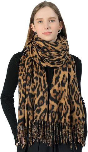 Fashion Leopard Print Scarf Winter Warm Animal Soft Cashmere Blanket Long Scarf Wrap Shawl in Saudi Arabia