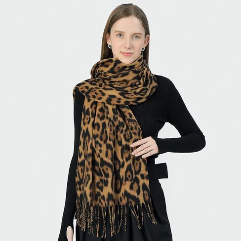 Fashion Leopard Print Scarf Winter Warm Animal Soft Cashmere Blanket Long Scarf Wrap Shawl in Saudi Arabia