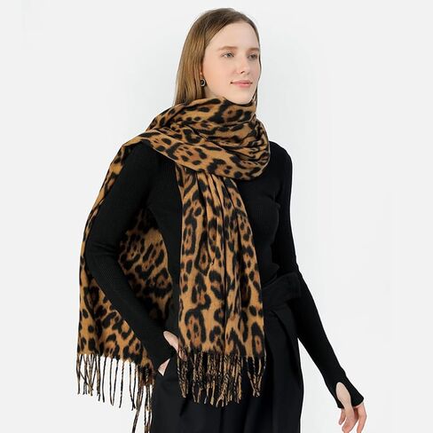 Fashion Leopard Print Scarf Winter Warm Animal Soft Cashmere Blanket Long Scarf Wrap Shawl in Saudi Arabia