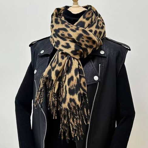 Fashion Leopard Print Scarf Winter Warm Animal Soft Cashmere Blanket Long Scarf Wrap Shawl in Saudi Arabia