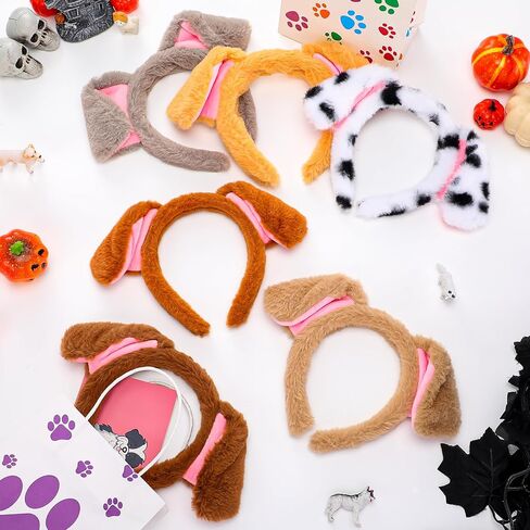 6 Pcs Dog Ears Headband Realistic Puppy Hairband Fluffy Adult Dogs Costume for Halloween Cosplay Makeup Pet Birthday Party Theme Costumes Party Supplies Gift in Saudi Arabia