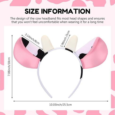 WILLBOND Cow Ear Headband Plush Animal Ears and Horns Headband Halloween Party Cosplay Costume Fancy Dress Accessory in Saudi Arabia