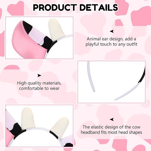 WILLBOND Cow Ear Headband Plush Animal Ears and Horns Headband Halloween Party Cosplay Costume Fancy Dress Accessory in Saudi Arabia