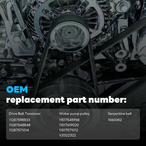 Drive Belt Tensioner Assembly Idler Friction Wheel & Engine Water Pump Pulley Compatible with Cooper Countryman 07-16 L4 1.6L 2.0L L3 1.5L 11287598833 1060352 11517545958 in Kuwait