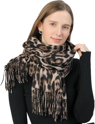 Fashion Leopard Print Scarf Winter Warm Animal Soft Cashmere Blanket Long Scarf Wrap Shawl in Saudi Arabia