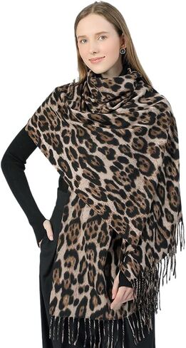Fashion Leopard Print Scarf Winter Warm Animal Soft Cashmere Blanket Long Scarf Wrap Shawl in Saudi Arabia