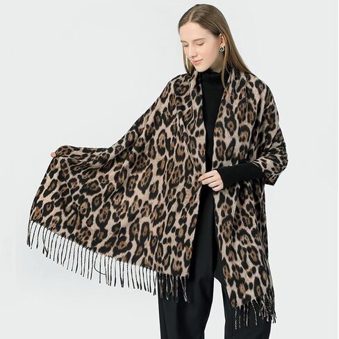 Fashion Leopard Print Scarf Winter Warm Animal Soft Cashmere Blanket Long Scarf Wrap Shawl in Saudi Arabia