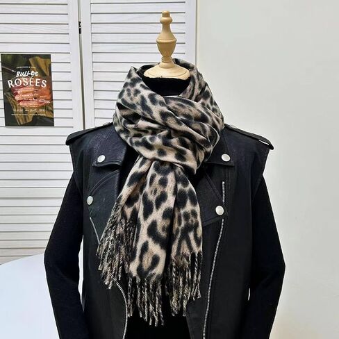 Fashion Leopard Print Scarf Winter Warm Animal Soft Cashmere Blanket Long Scarf Wrap Shawl in Saudi Arabia