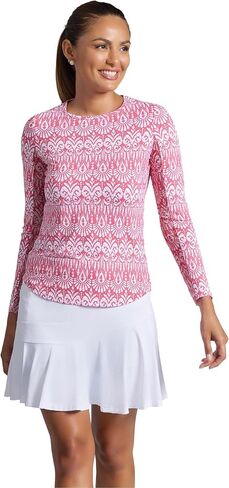 IBKUL Athleisure Wear Sun Protective UPF 50+ Icefil Cooling-Barbara Print Long Sleeve Crew Neck-12086 in Saudi Arabia