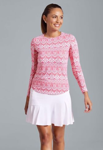 IBKUL Athleisure Wear Sun Protective UPF 50+ Icefil Cooling-Barbara Print Long Sleeve Crew Neck-12086 in Saudi Arabia